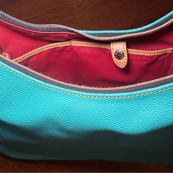 Dooney & Bourke Pebble Grain Rebecca Hobo – Teal with Tan Trim - Picture 8 of 11